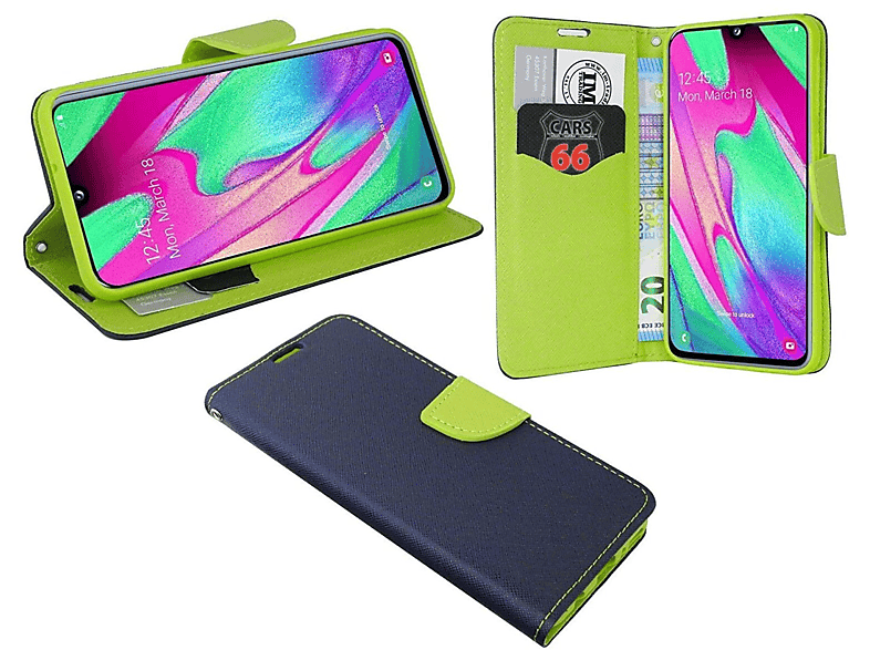 COFI Buch Tasche + 9H Schutzglas, Bookcover, Samsung, Galaxy Xcover 5 EE, Blau-Grün