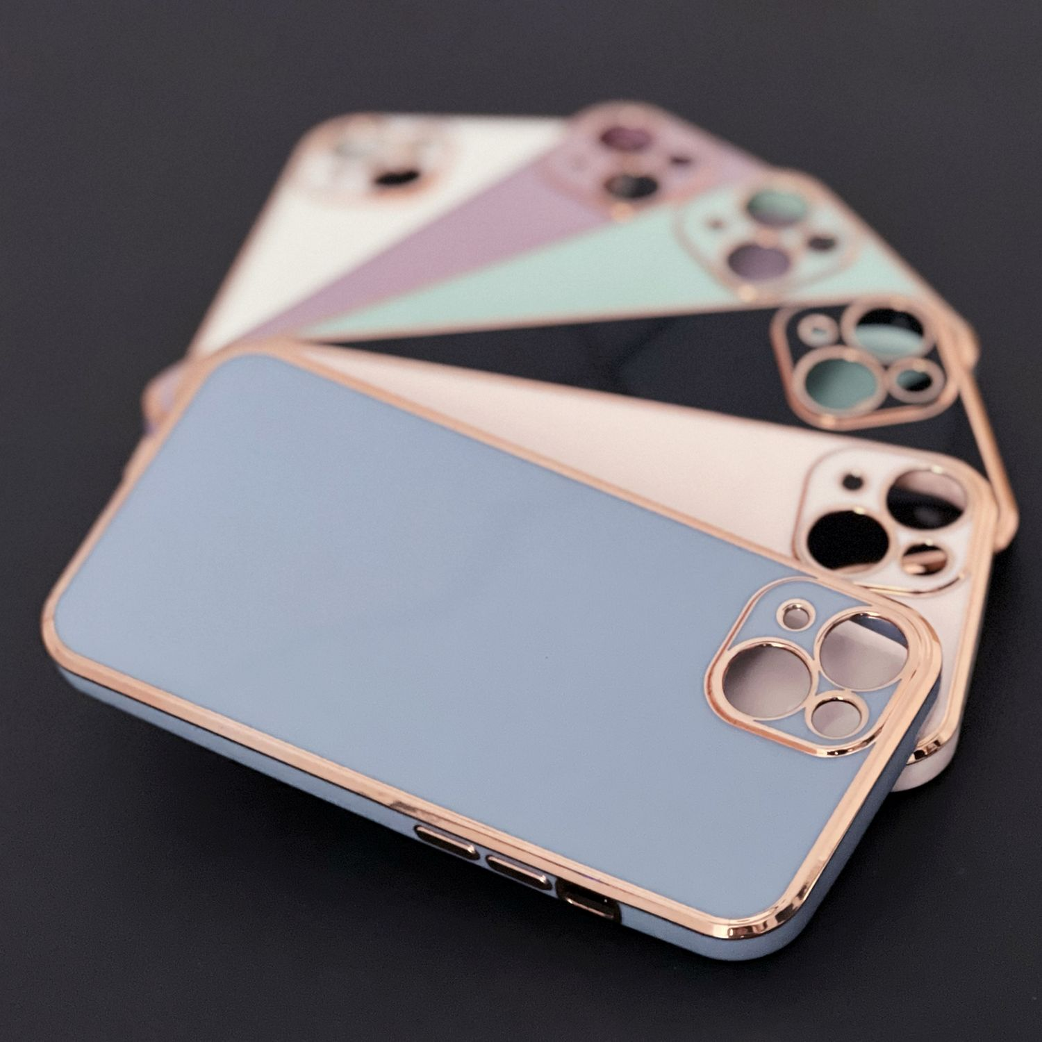 iPhone Color 13, Lighting Apple, COFI Backcover, Case, Lila-Gold