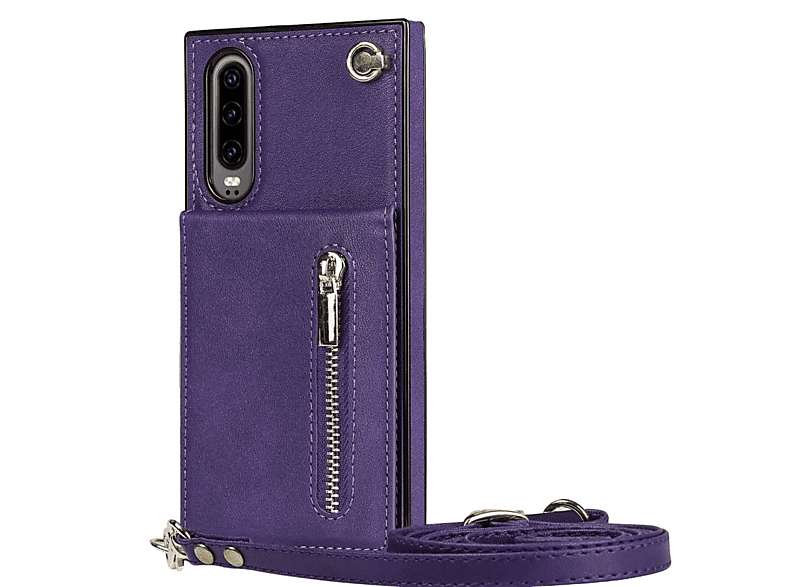 CASEONLINE Zipper Necklace, Umhängetasche, Huawei, P30, Violett