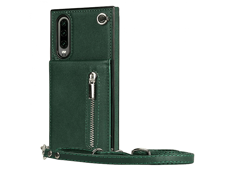 CASEONLINE Zipper Grün Necklace, P30, Huawei, Umhängetasche