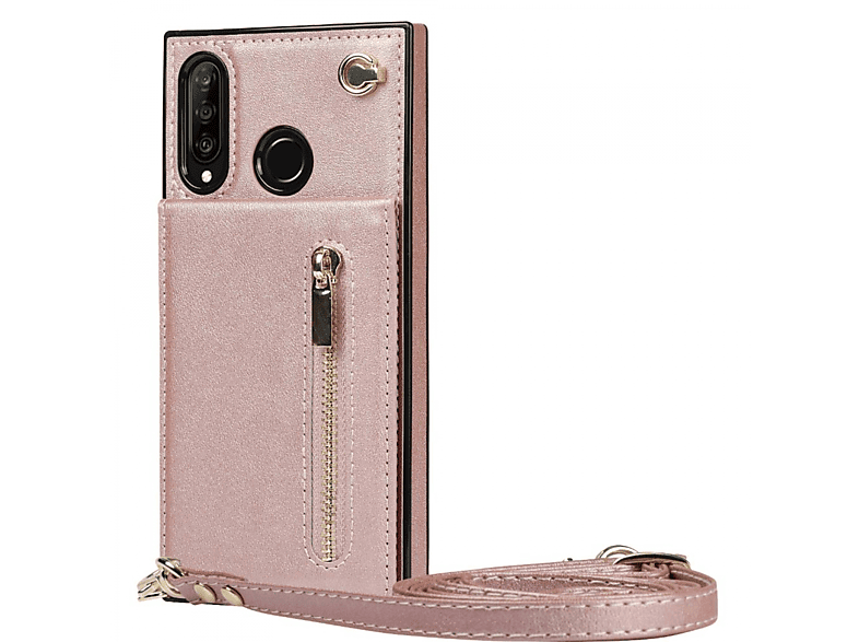 CASEONLINE Zipper Necklace, Umhängetasche, Huawei, P30 Lite, Rose