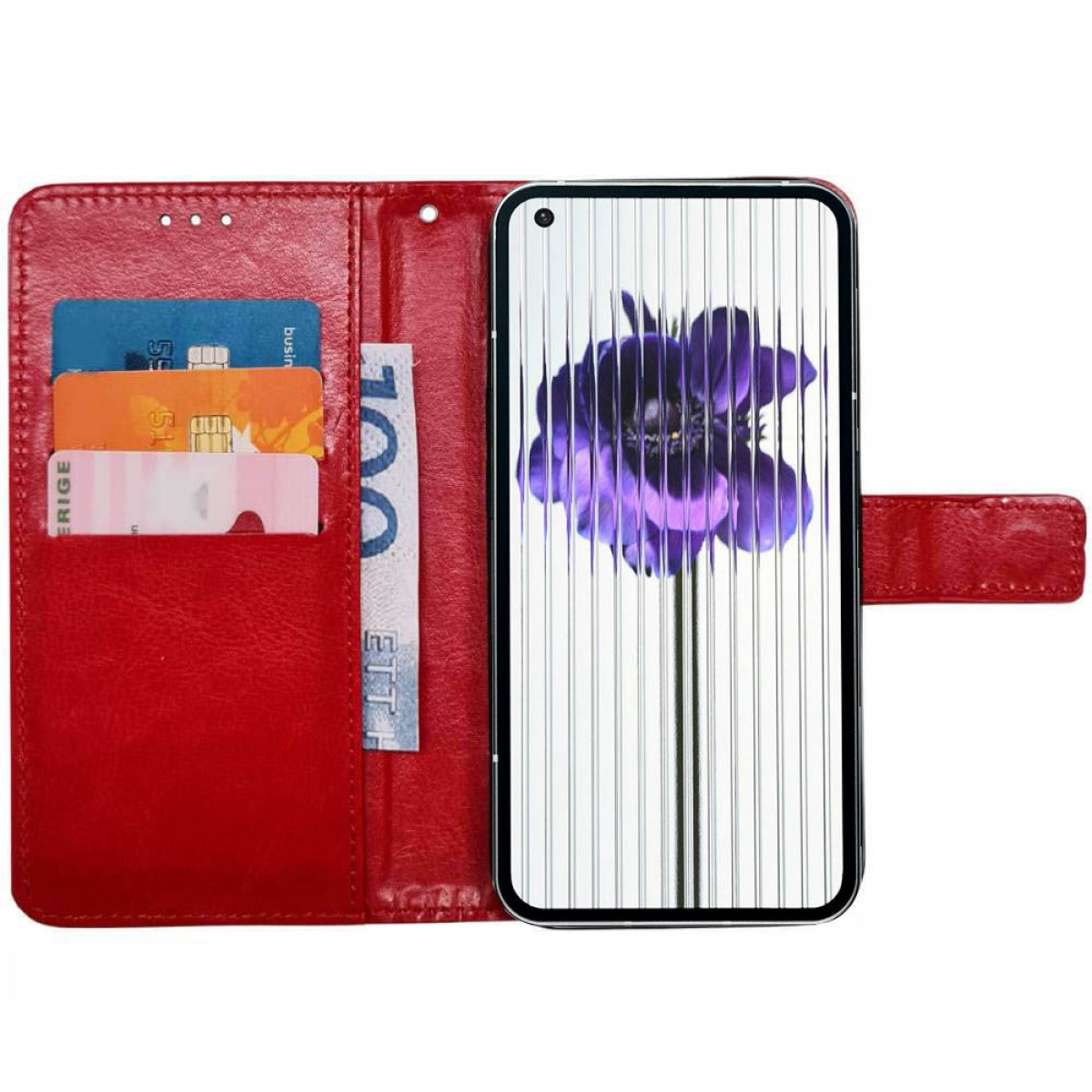 CASEONLINE Klappbare, Bookcover, 1, Rot Nothing, Phone
