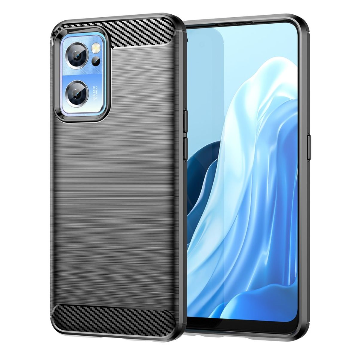 Schwarz Carbon im Nord Handycase COVERKINGZ Backcover, CE Look, 5G, 2 OnePlus,
