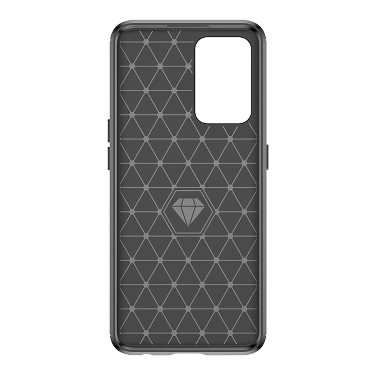 Schwarze Handyhülle mit geometrischem Muster.