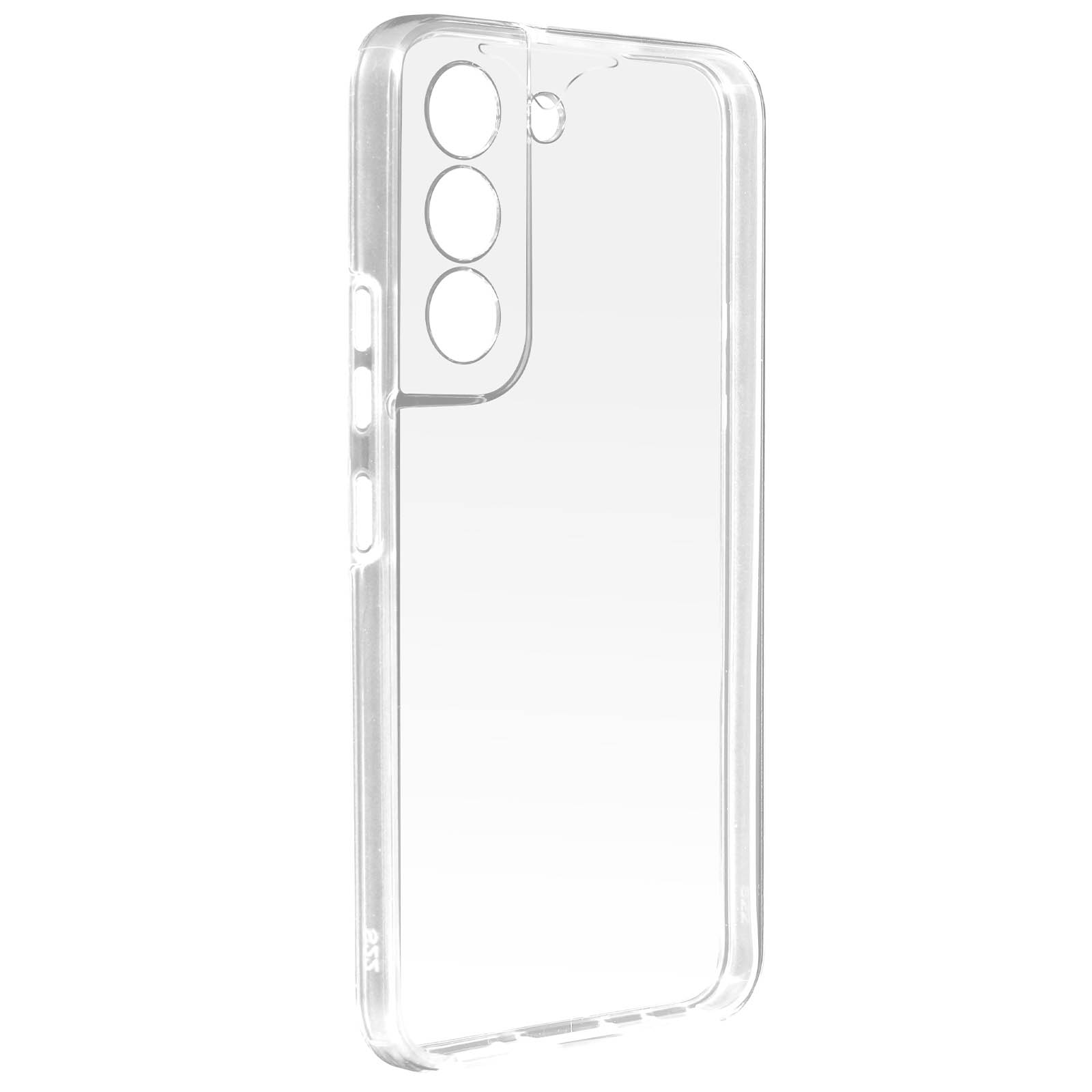 Custodia trasparente per telefono con fori per la fotocamera, i pulsanti e altre funzioni.