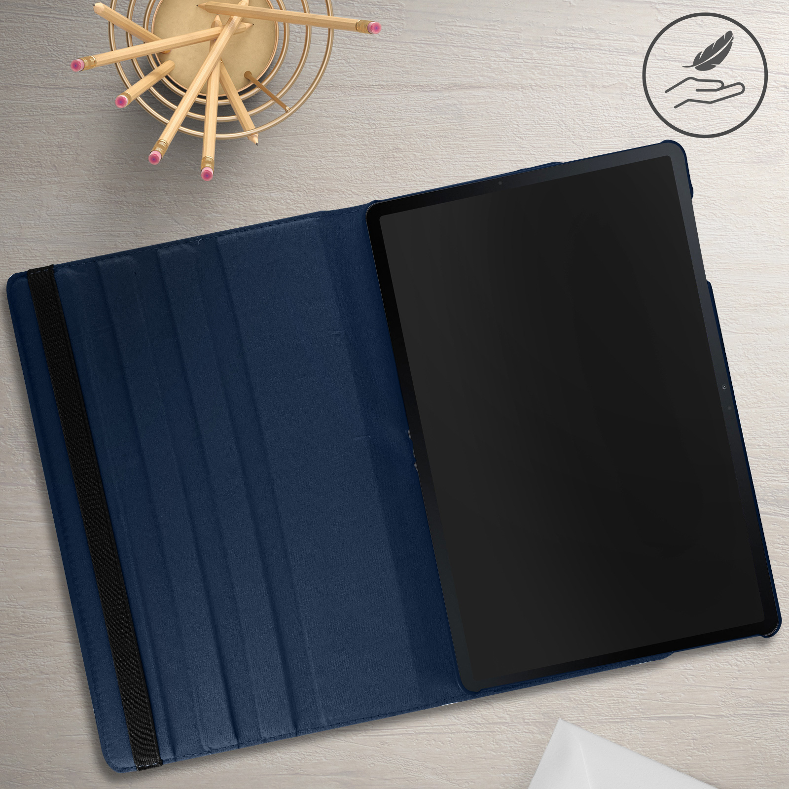 360 Etui Kunstleder, Bookcover AVIZAR Samsung für Series Blau