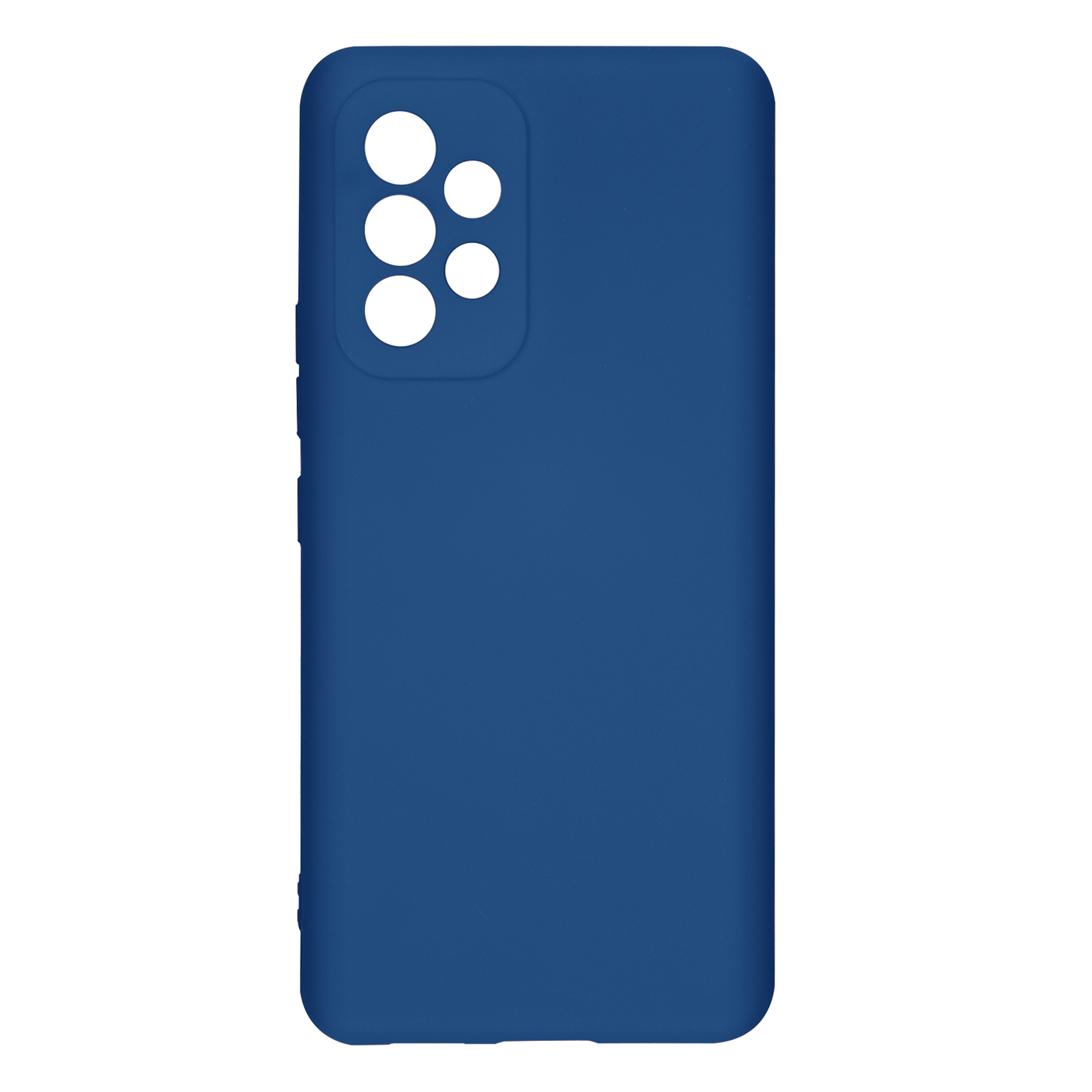 Blauw telefoonhoesje. Camera-uitsparingen. Witte achtergrond.