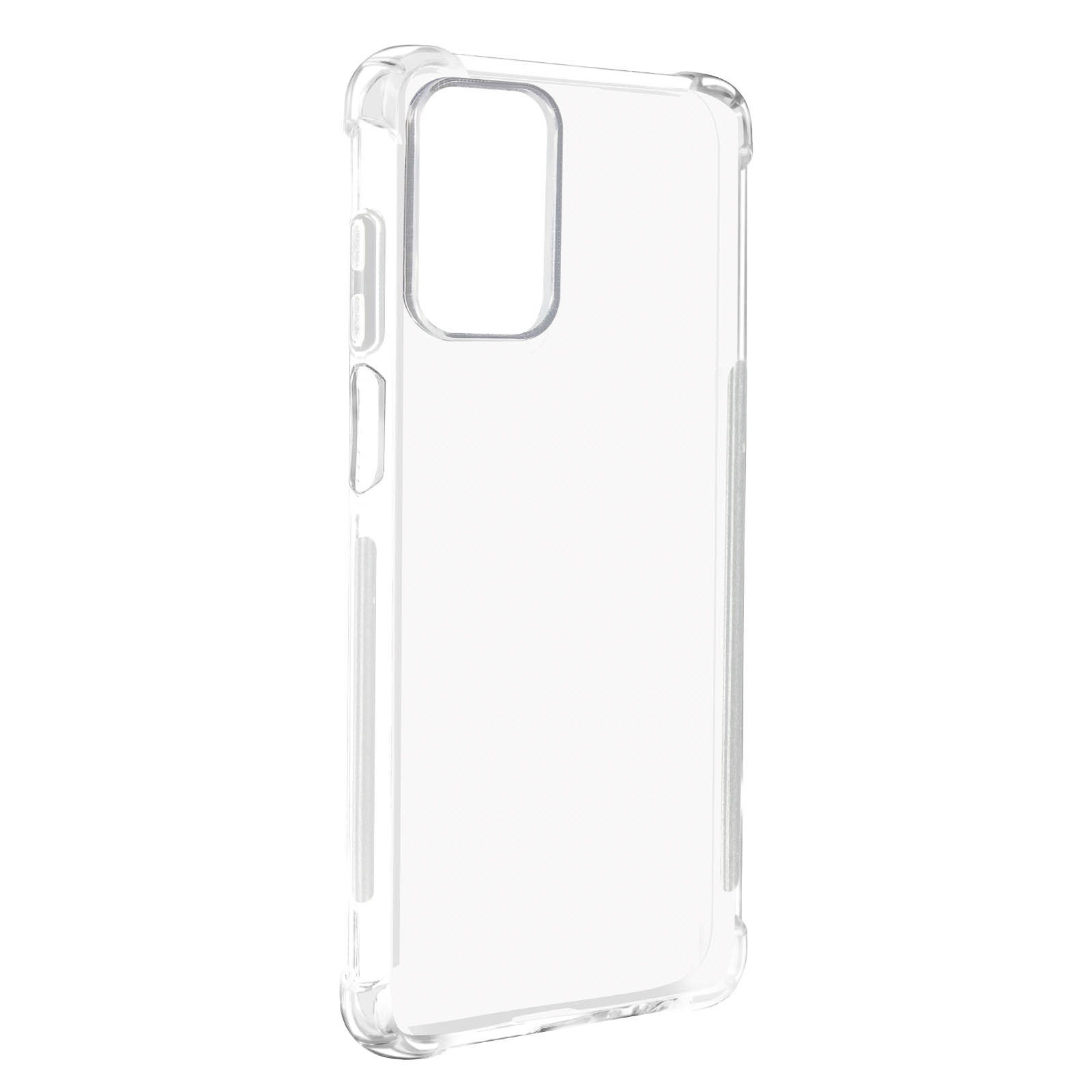 Una custodia trasparente per telefono. La custodia è trasparente e mostra il design del telefono.