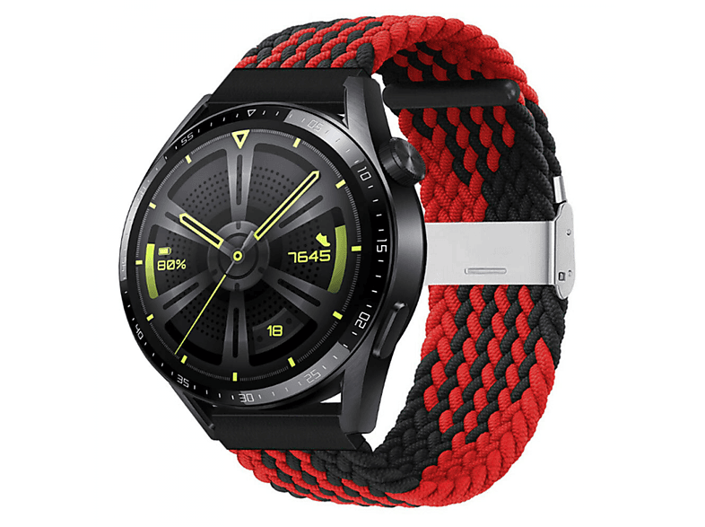 GT3 Sportarmband, Huawei, Watch 46mm, Rot/Schwarz Braided, CASEONLINE