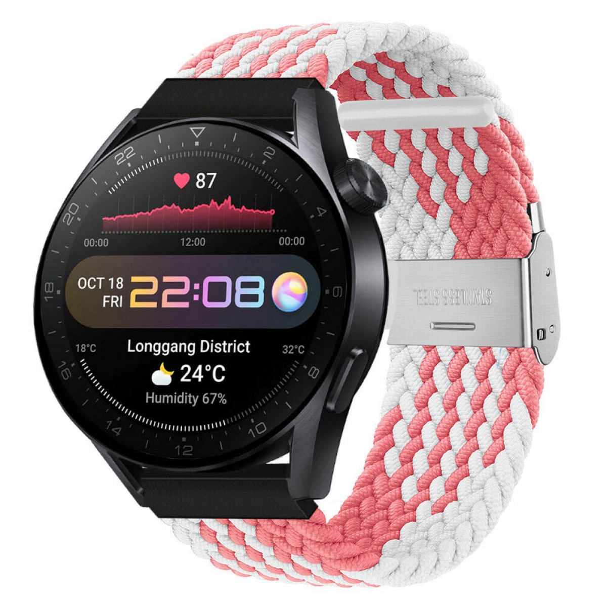 Pro, 3 Watch CASEONLINE Braided, Sportarmband, Huawei, Pink/Weiß