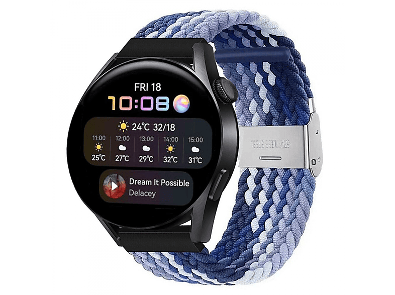 Braided, blue Huawei, Watch 3, CASEONLINE Sportarmband, Gradient