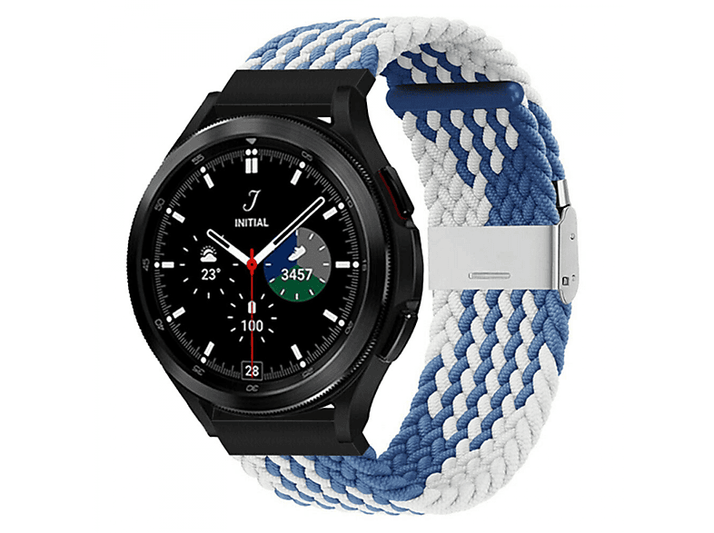 CASEONLINE Braided, Sportarmband, Samsung, Galaxy Watch 4 Classic (46mm), Blauweiß