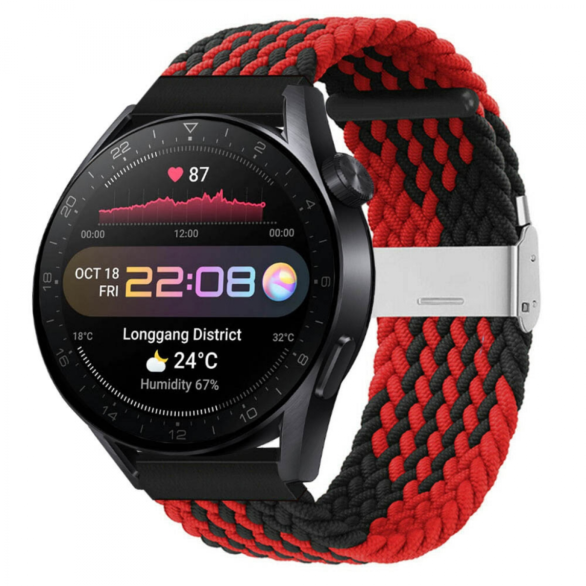 Huawei, 3 CASEONLINE Pro, Watch Rot/Schwarz Sportarmband, Braided,