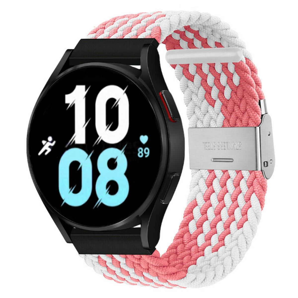 CASEONLINE Braided, Pink/Weiß (44mm), Watch 5 Sportarmband, Samsung, Galaxy