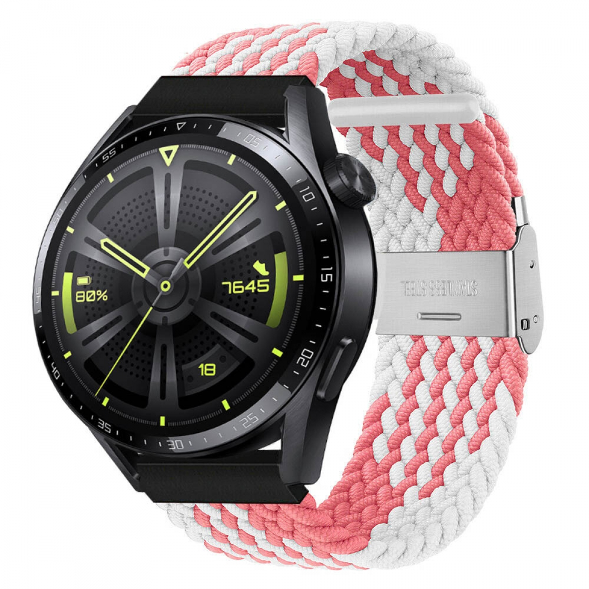 CASEONLINE Braided, Sportarmband, Huawei, Pink/Weiß 46mm, Watch GT3