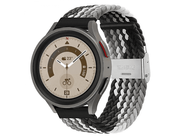 CASEONLINE Braided, Sportarmband, Samsung, Galaxy Watch 5 Pro (45mm), Schwarz/Weiß