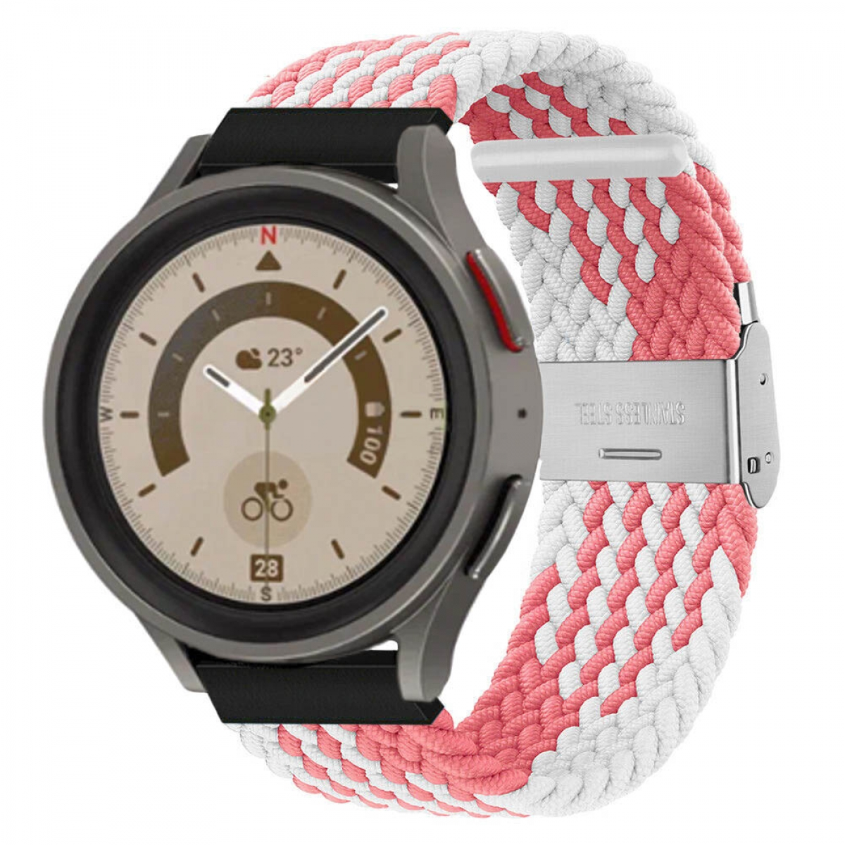 CASEONLINE Braided, Sportarmband, Samsung, (45mm), 5 Pink/Weiß Galaxy Watch Pro