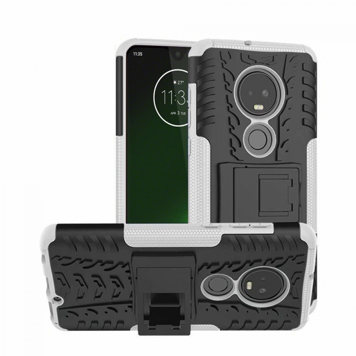 Backcover, Motorola, Plus, CASEONLINE 2i1, Moto G7 Weiß