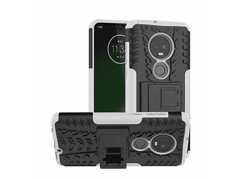 CASEONLINE 2i1, Plus, Moto Backcover, Weiß G7 Motorola