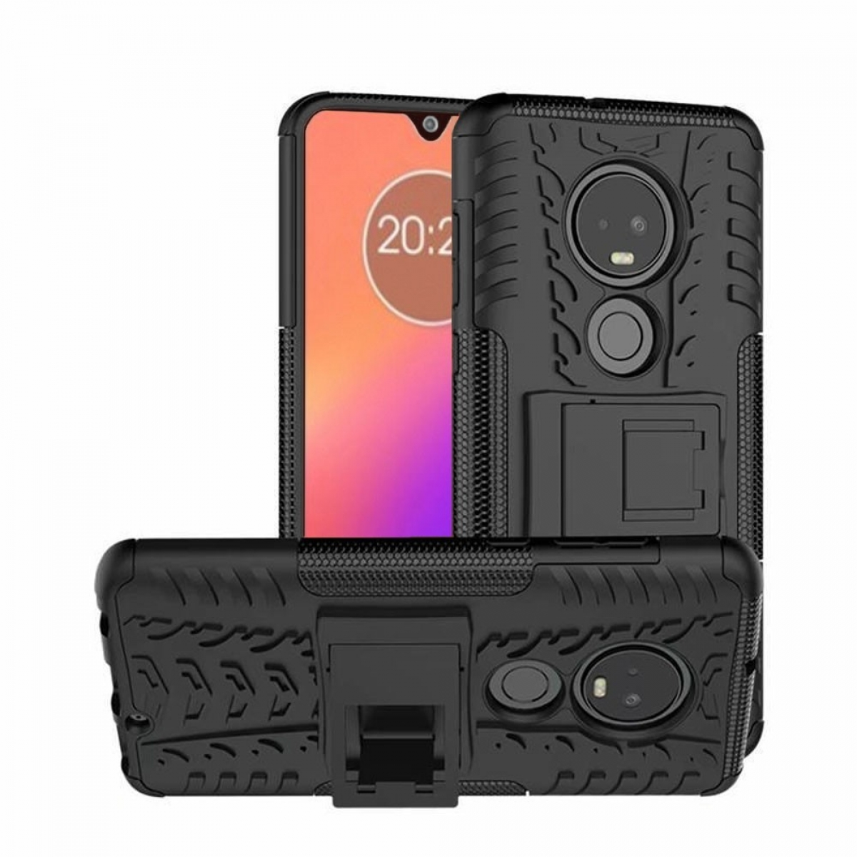 CASEONLINE Moto Motorola, Backcover, 2i1, G7, Schwarz