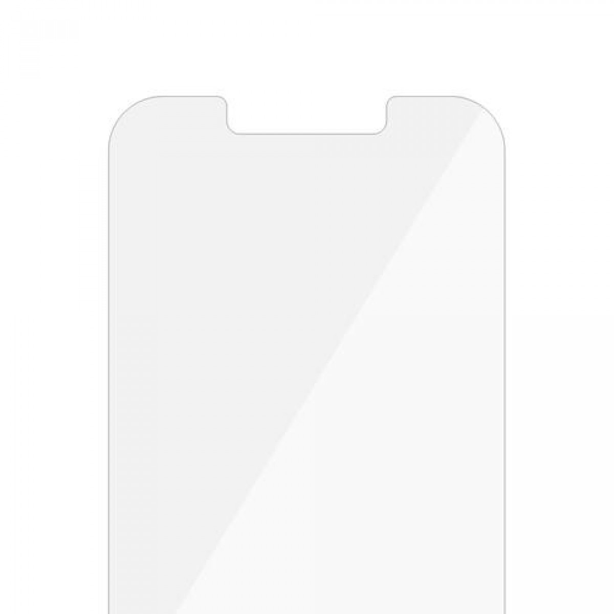 Proteggi schermo trasparente per telefono, con una tacca nella parte superiore.