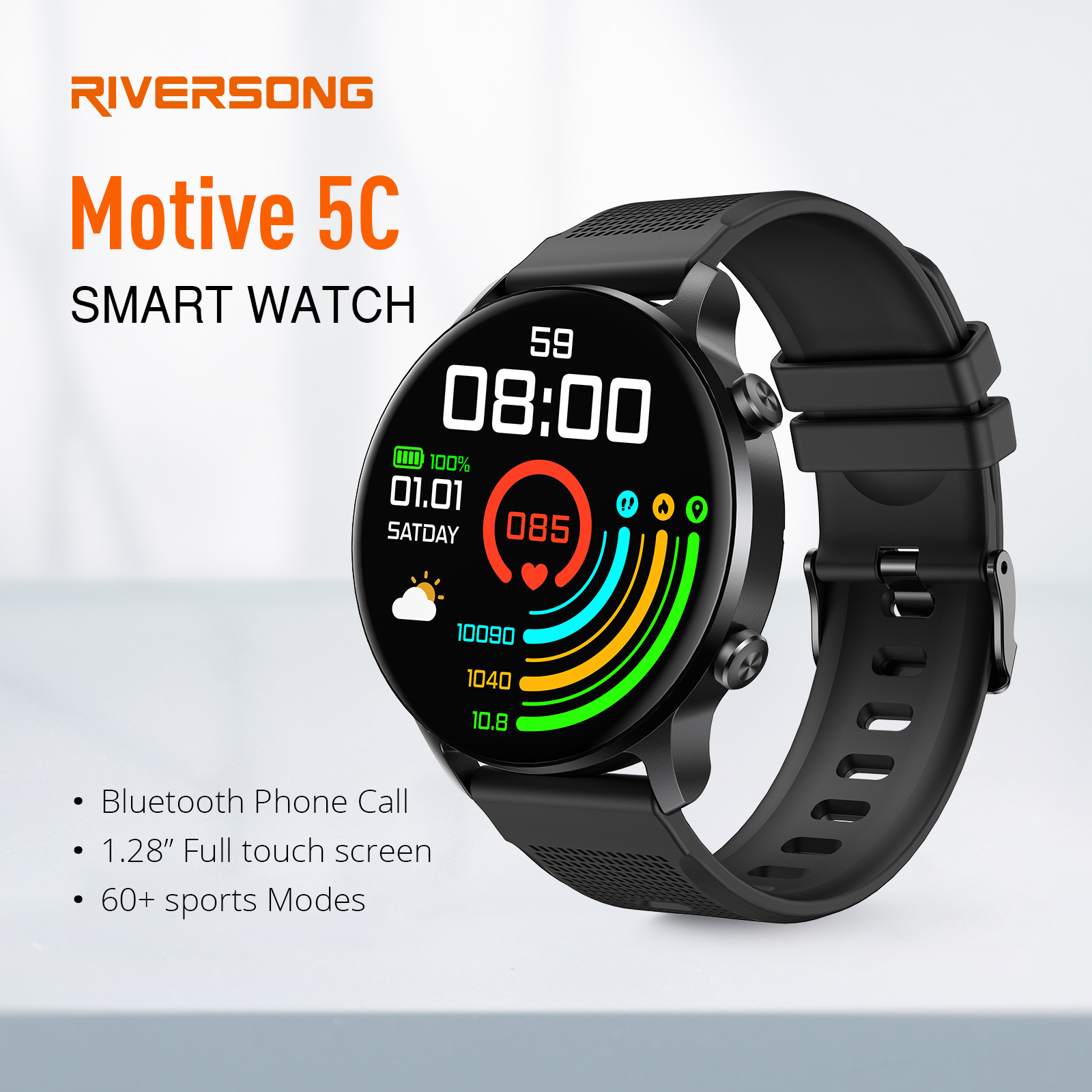 RIVERSONG RS-SW51 Smartwatch Aluminium Silikon, schwarz