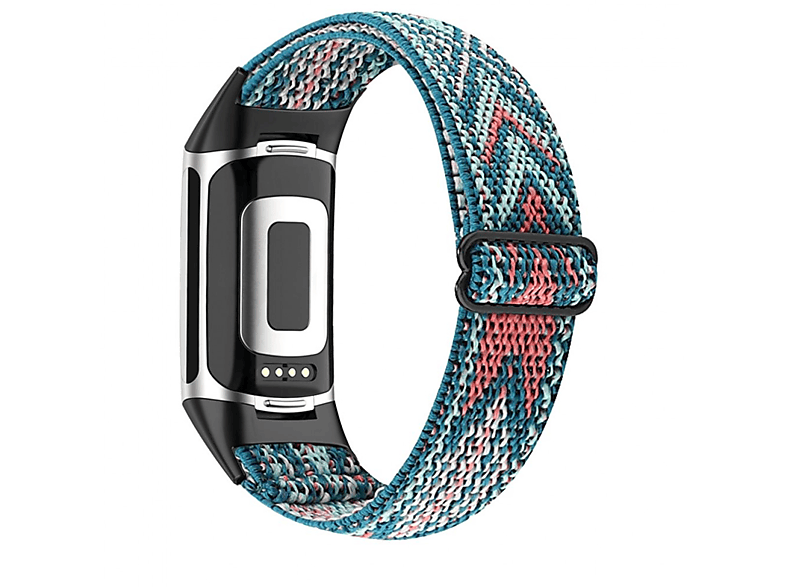 INF Fitbit Charge 5 Armband mit Flechtmuster Blau / Orange, Ersatzarmband, Fitbit, Charge 5