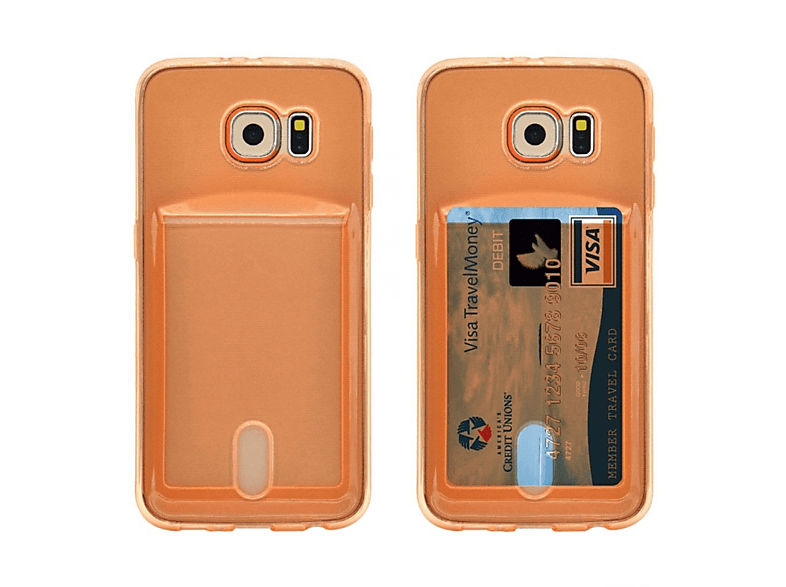 CASEONLINE Kartenhülle 2in1, Backcover, Samsung, Galaxy S6 Edge Plus, Orange