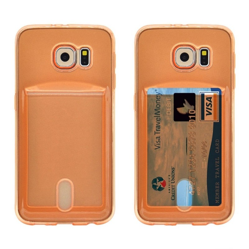 CASEONLINE Kartenhülle Backcover, Orange Galaxy Edge Plus, S6 Samsung, 2in1
