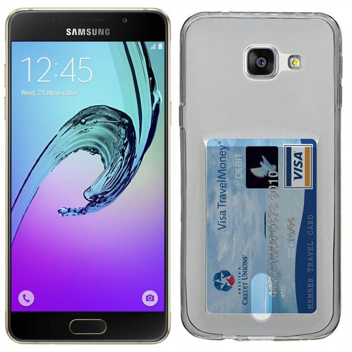 CASEONLINE Kartenhülle 2in1, Backcover, Samsung, A7 Grau (2016), Galaxy