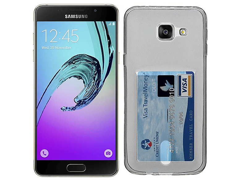 CASEONLINE Samsung, (2016), A7 Grau Backcover, 2in1, Kartenhülle Galaxy