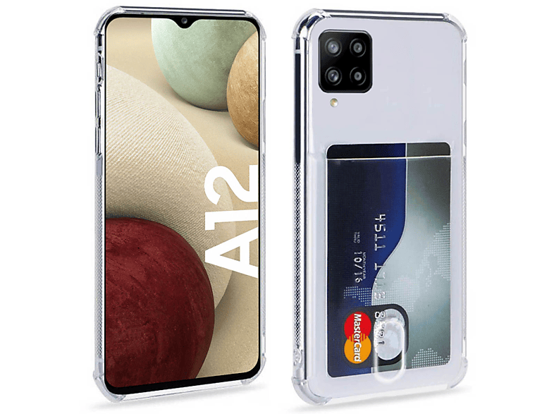 CASEONLINE Kartenhülle 2in1, Backcover, Samsung, Galaxy A12, Transparent