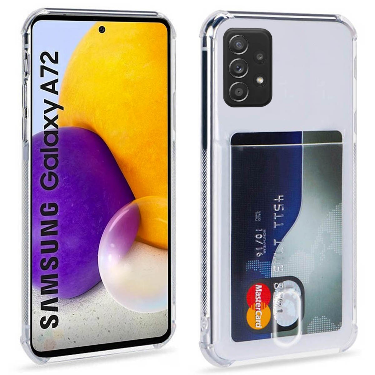 CASEONLINE Kartenhülle 2in1, Backcover, Samsung, 5G, Transparent Galaxy A72