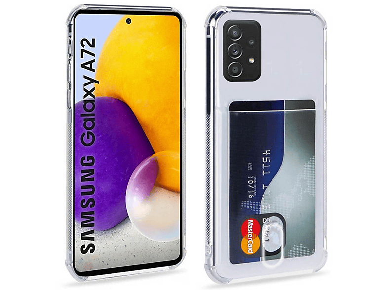 CASEONLINE Kartenhülle 2in1, Backcover, Samsung, 5G, Transparent Galaxy A72