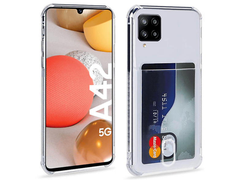 Galaxy A42, Backcover, 2in1, Kartenhülle Samsung, CASEONLINE Transparent