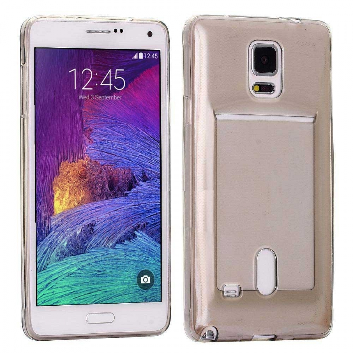 Samsung, 4, Galaxy Backcover, Kartenhülle Grau CASEONLINE Note 2in1,