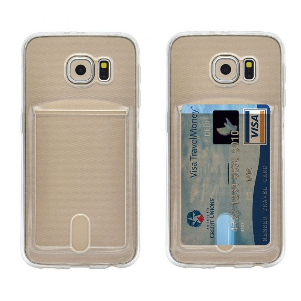 CASEONLINE Kartenhülle 2in1, Galaxy S6 Transparent Samsung, Edge, Backcover