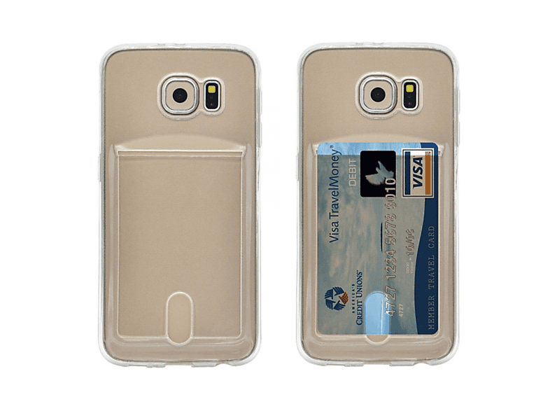 CASEONLINE Kartenhülle 2in1, Backcover, Samsung, Galaxy S6 Edge, Transparent