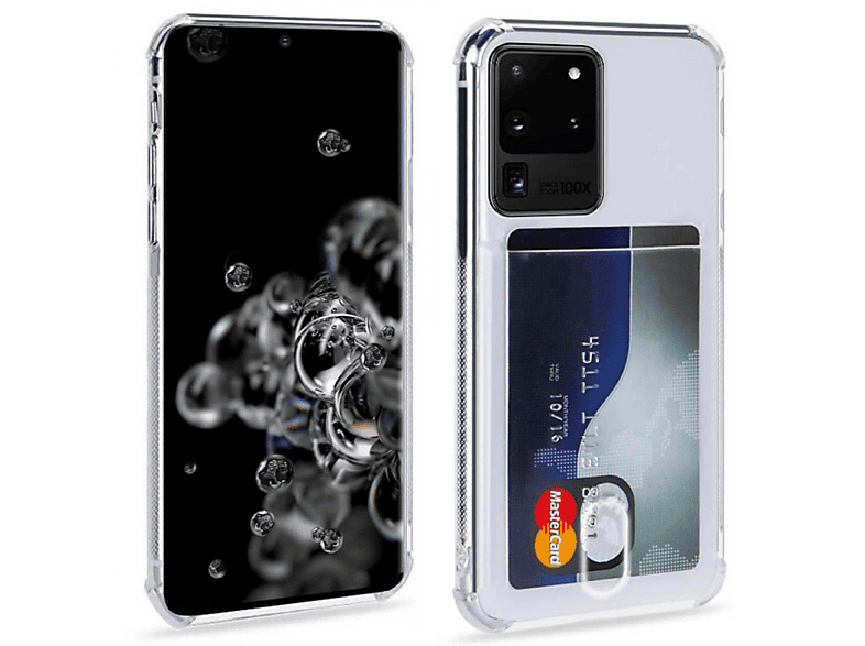 CASEONLINE Kartenhülle 2in1, Galaxy Backcover, Samsung, S20 Transparent Ultra