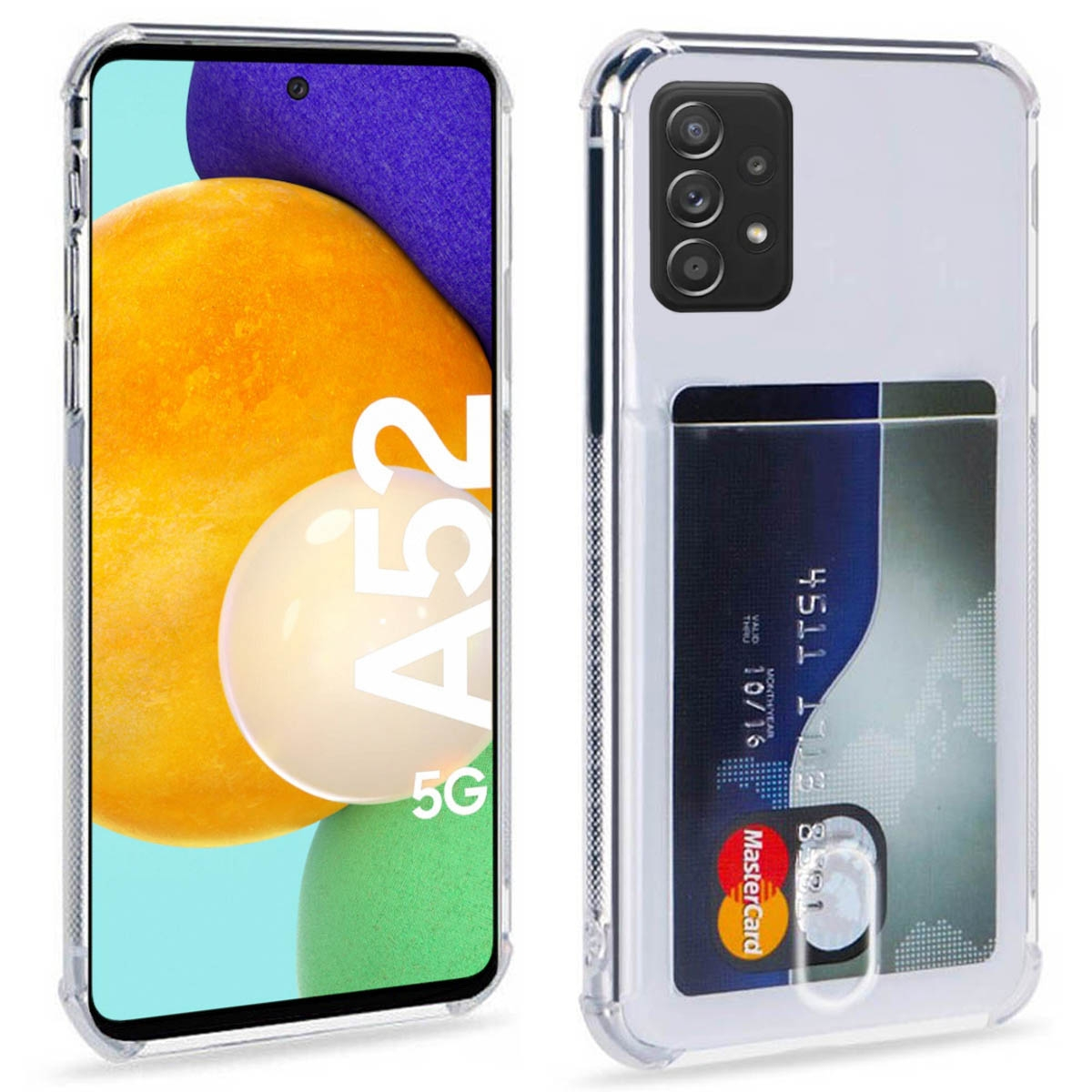 Galaxy 2in1, Kartenhülle Samsung, A52 Transparent Backcover, CASEONLINE 5G,