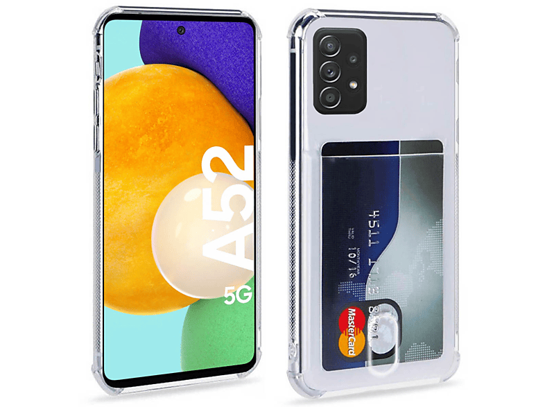 A52 Kartenhülle Galaxy 5G, Backcover, CASEONLINE Transparent 2in1, Samsung,