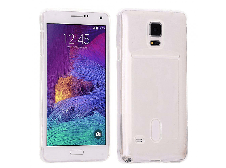 CASEONLINE Kartenhülle 2in1, Backcover, Samsung, Galaxy Note 4, Transparent