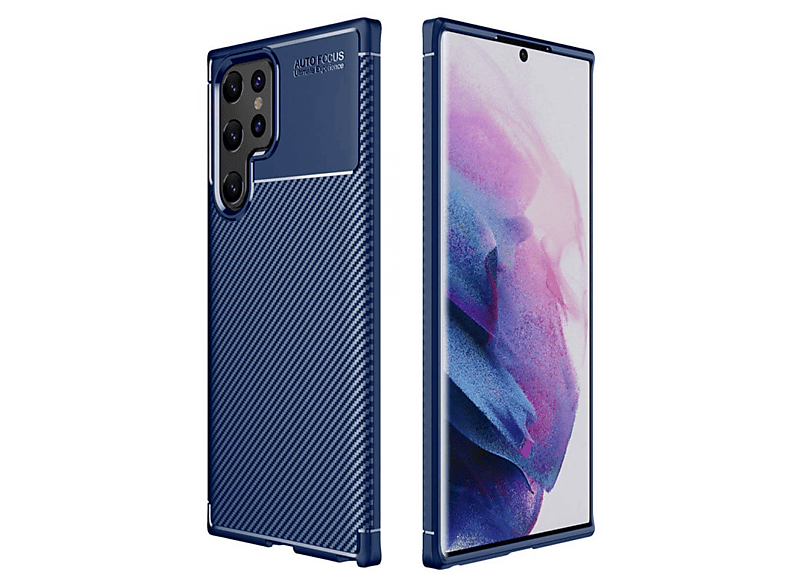 CASEONLINE Carbon, Blau Galaxy S22 Ultra, Samsung, Backcover