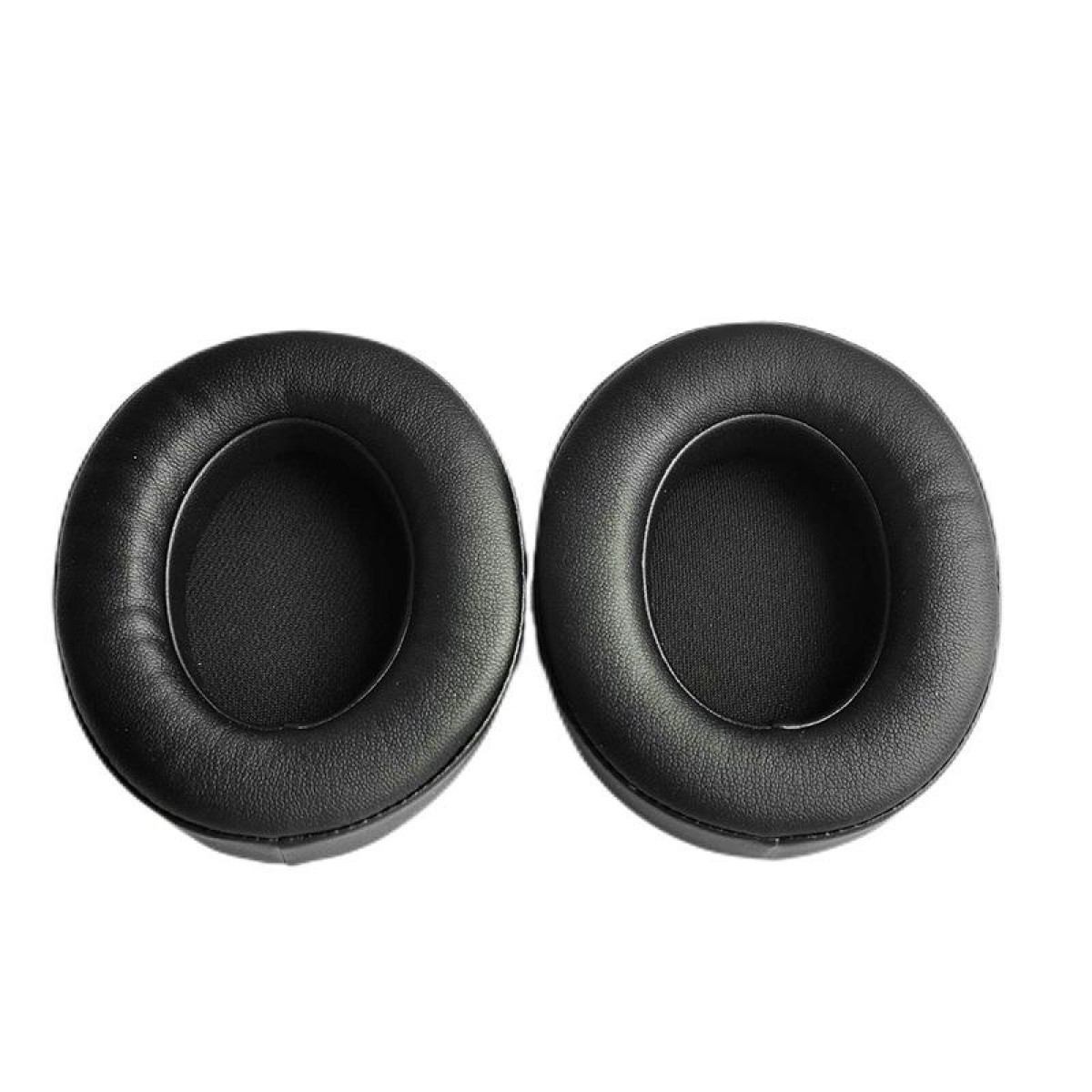 Deux coussinets d'oreille noirs pour casque, vue de dessus.