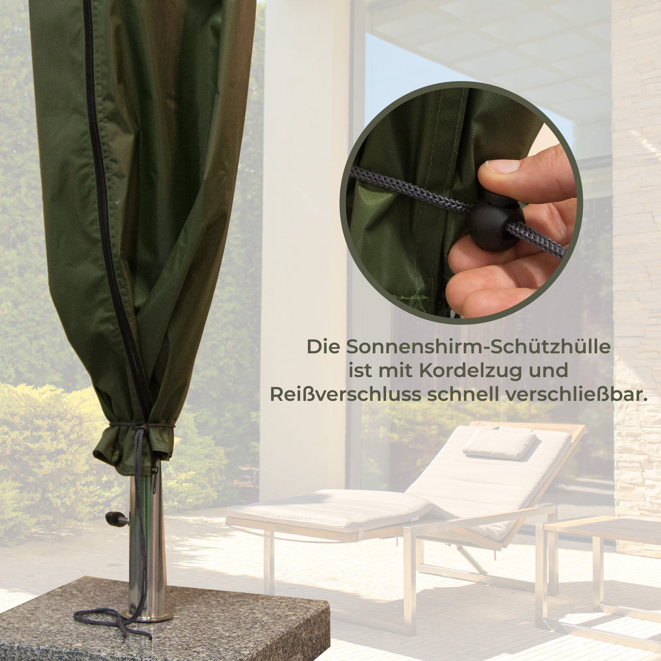 ZOOMYO Schirm Schutzhülle für Schirm grün Schutz im 400 Ø mit Standschirme, max. cm Gartenschirme wetterfester für Schutzhülle