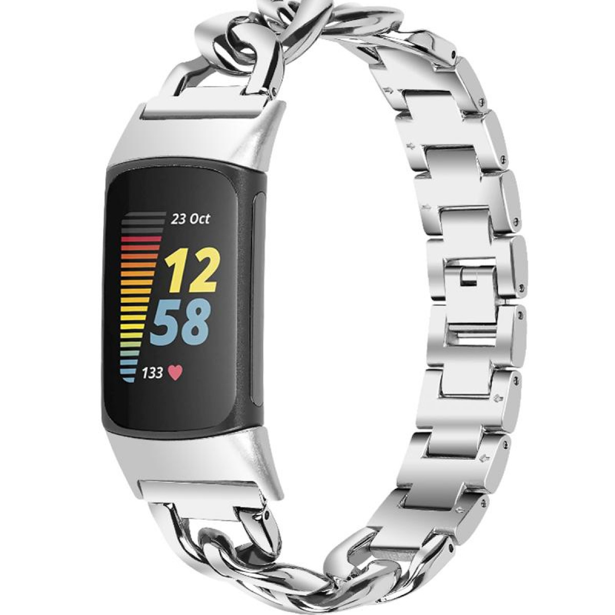 INF Uhrenarmband Fitbit mit Edelstahlsplitter, 3/4, kompatibel Charge Fitbit, Silber 3/4 Charge Ersatzarmband
