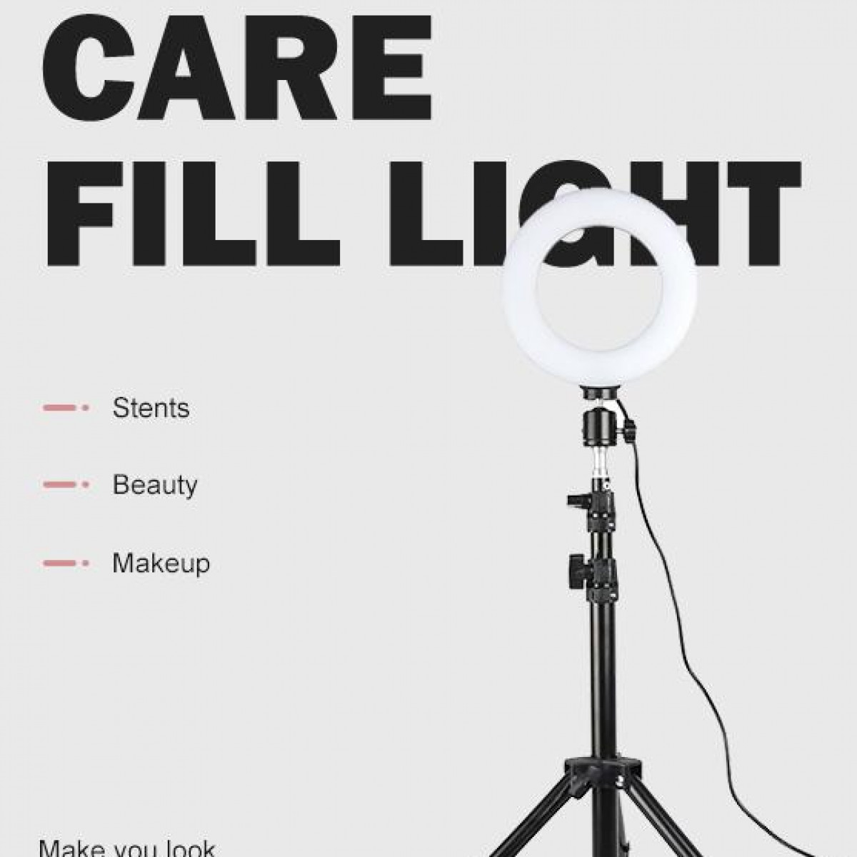 25 Schwarz INF Ständer, LED-Ringlicht, Svart mit cm Drehbarer LED, Lichtring -
