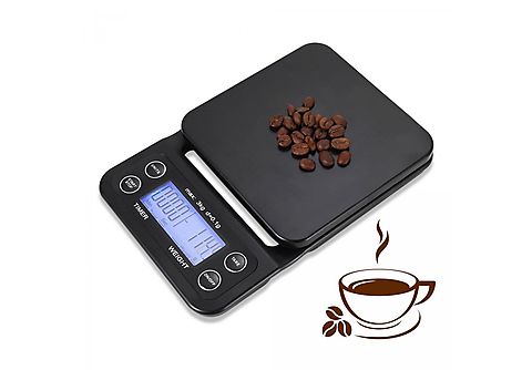 Balanza de cocina - INF Báscula de cocina digital / báscula de café 3 kg /  0,1 g de precisión, 3 kg, Negro