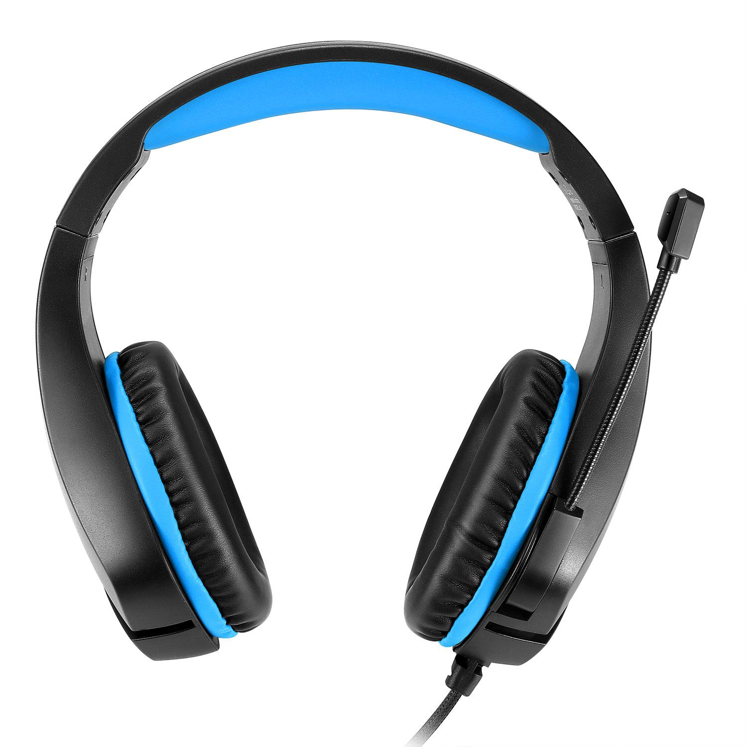 INF Gaming-Headset mit 3,5 mm - Over-ear Schwarz/Blau Headset Gaming Klinkenstecker Schwarz/Blau
