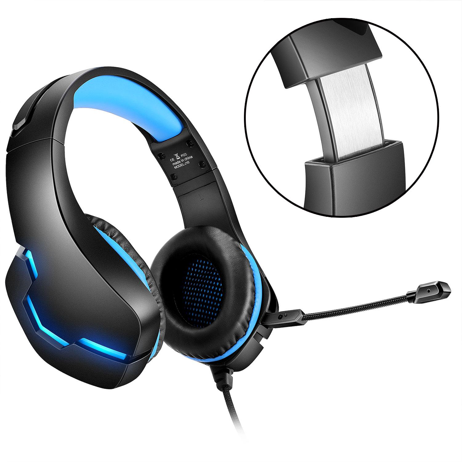 INF Gaming-Headset mit 3,5 mm Schwarz/Blau, Klinkenstecker Headset Over-ear - Schwarz/Blau Gaming
